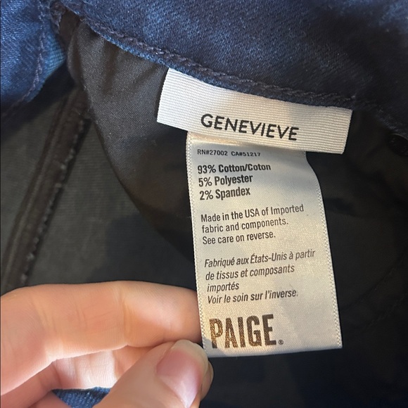 NWOT PAIGE Genevieve High Rise Flare Jeans Dark Blue Wash Size 26 - Picture 11 of 11